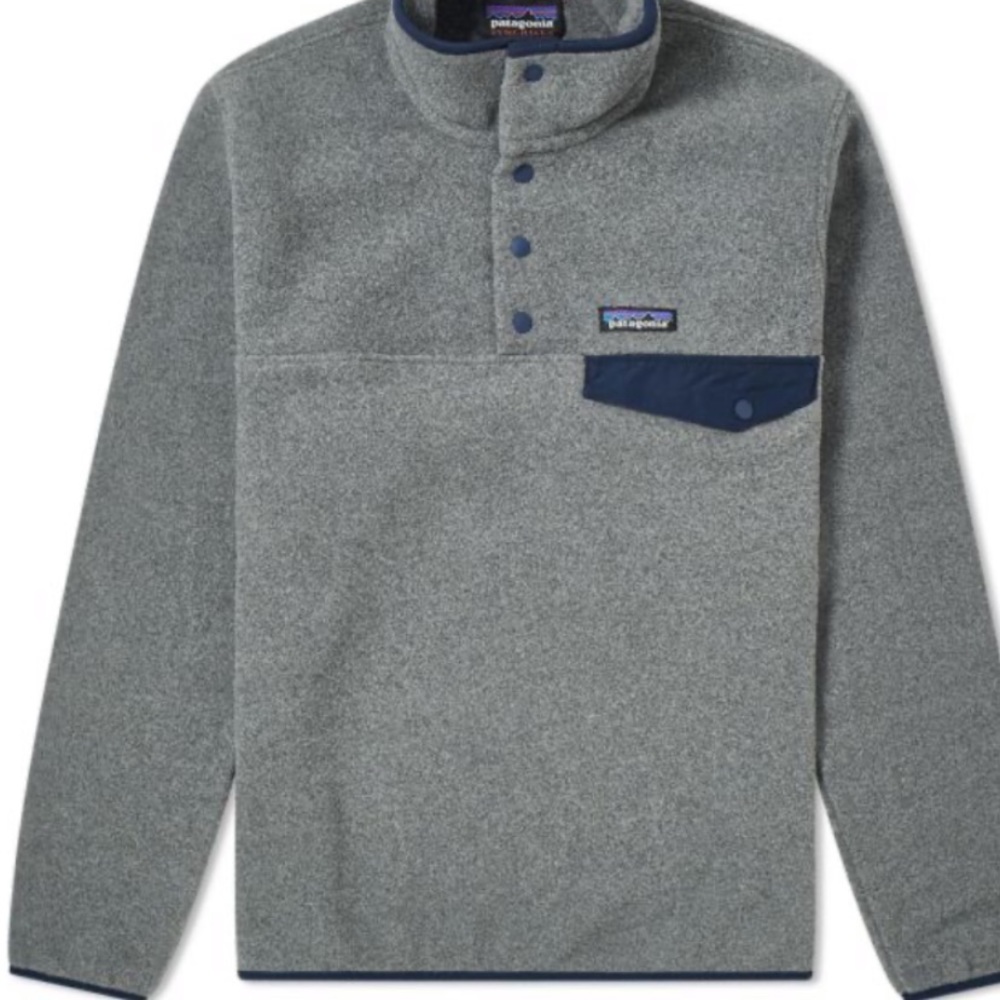 Grey and Navy Synchilla Patagonia fleece pullover